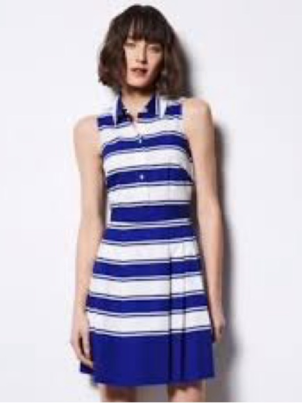 Milly Shirtdress Womens 12 Blue White Striped Sleeveless Belted Nautical